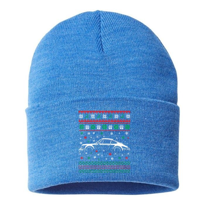 911 Silhouette Ugly Christmas Car Lover Funny Gift Cute Gift Sustainable Knit Beanie