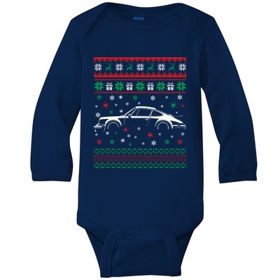 911 Silhouette Ugly Christmas Car Lover Funny Gift Cute Gift Baby Long Sleeve Bodysuit