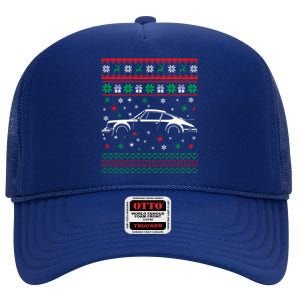 911 Silhouette Ugly Christmas Car Lover Funny Gift Cute Gift High Crown Mesh Back Trucker Hat