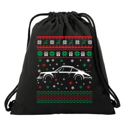 911 Silhouette Ugly Christmas Car Lover Gifts Swea Drawstring Bag