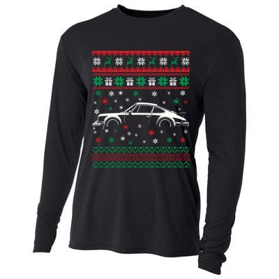 911 Silhouette Ugly Christmas Car Lover Gifts Swea Cooling Performance Long Sleeve Crew