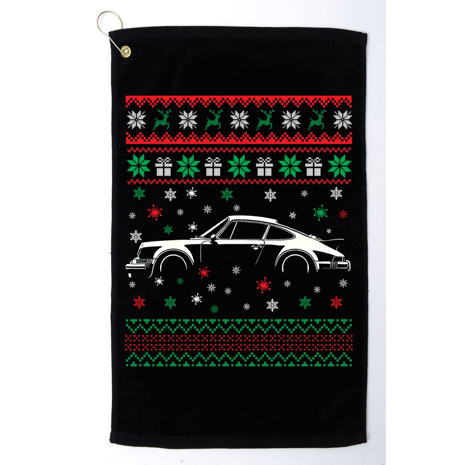911 Silhouette Ugly Christmas Car Lover Gifts Swea Golf Towel