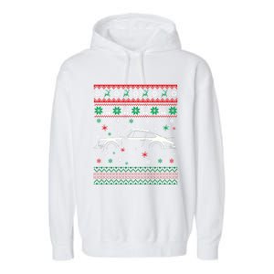 911 Silhouette Ugly Christmas Car Lover Gifts Swea Garment-Dyed Fleece Hoodie