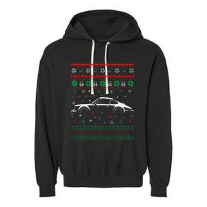 911 Silhouette Ugly Christmas Sweater Car Lover Gifts Garment-Dyed Fleece Hoodie