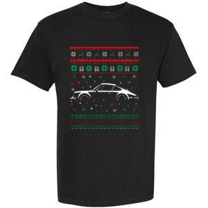 911 Silhouette Ugly Christmas Sweater Car Lover Gifts Garment-Dyed Heavyweight T-Shirt