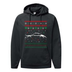 911 Silhouette Ugly Christmas Sweater Car Lover Gifts Performance Fleece Hoodie