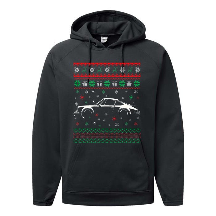 911 Silhouette Ugly Christmas Sweater Car Lover Gifts Performance Fleece Hoodie