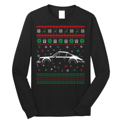 911 Silhouette Ugly Christmas Sweater Car Lover Gifts Long Sleeve Shirt