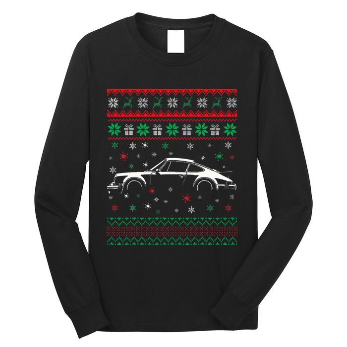 911 Silhouette Ugly Christmas Sweater Car Lover Gifts Long Sleeve Shirt