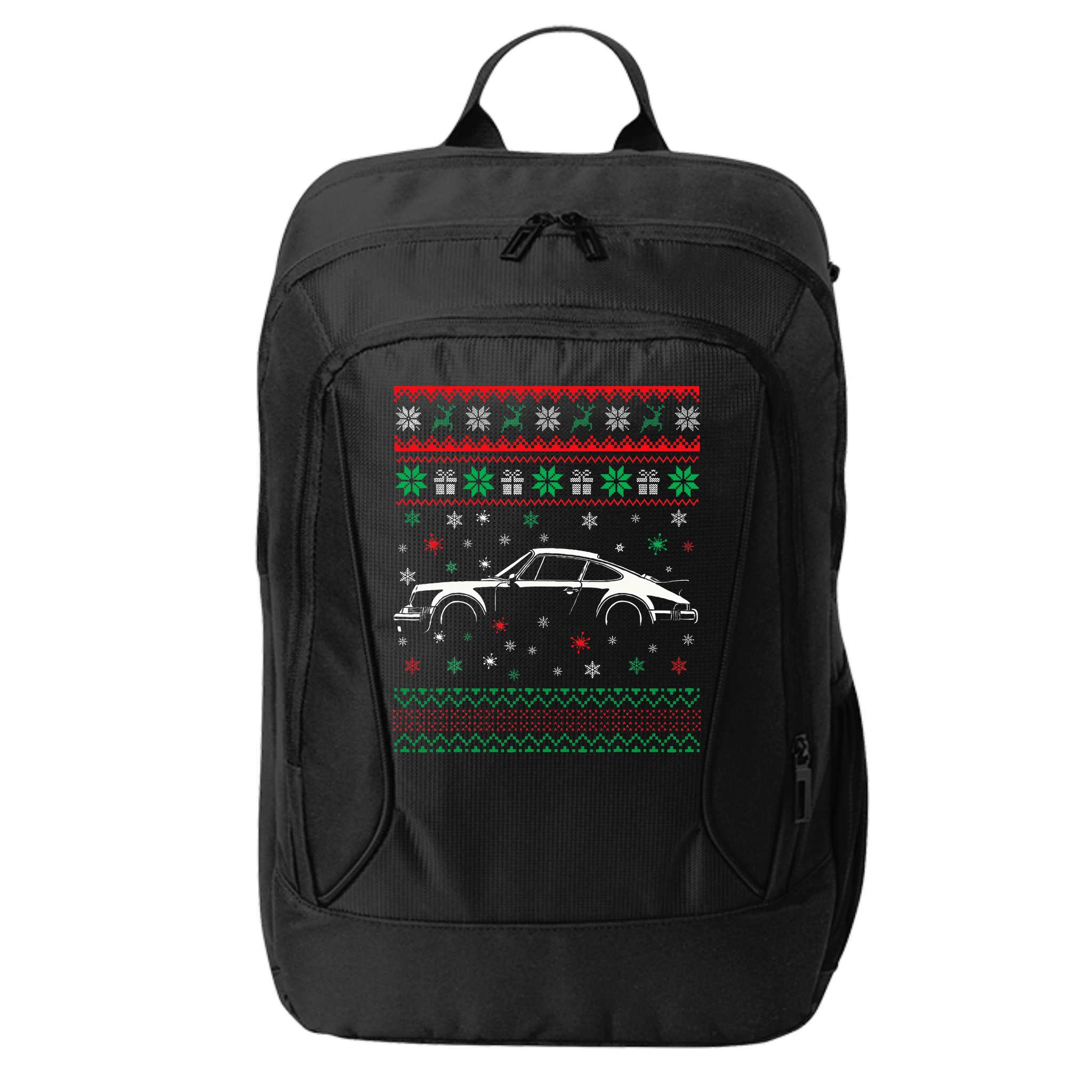 911 Silhouette Ugly Christmas Sweater Car Lover Gifts City Backpack