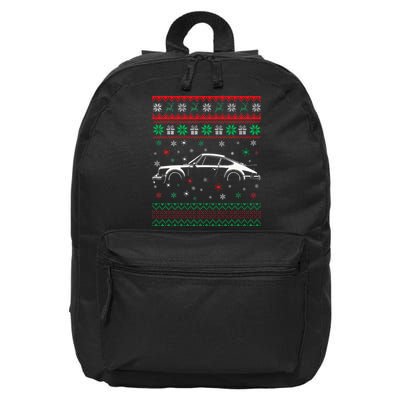 911 Silhouette Ugly Christmas Sweater Car Lover Gifts 16 in Basic Backpack