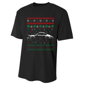 911 Silhouette Ugly Christmas Sweater Car Lover Gifts Performance Sprint T-Shirt