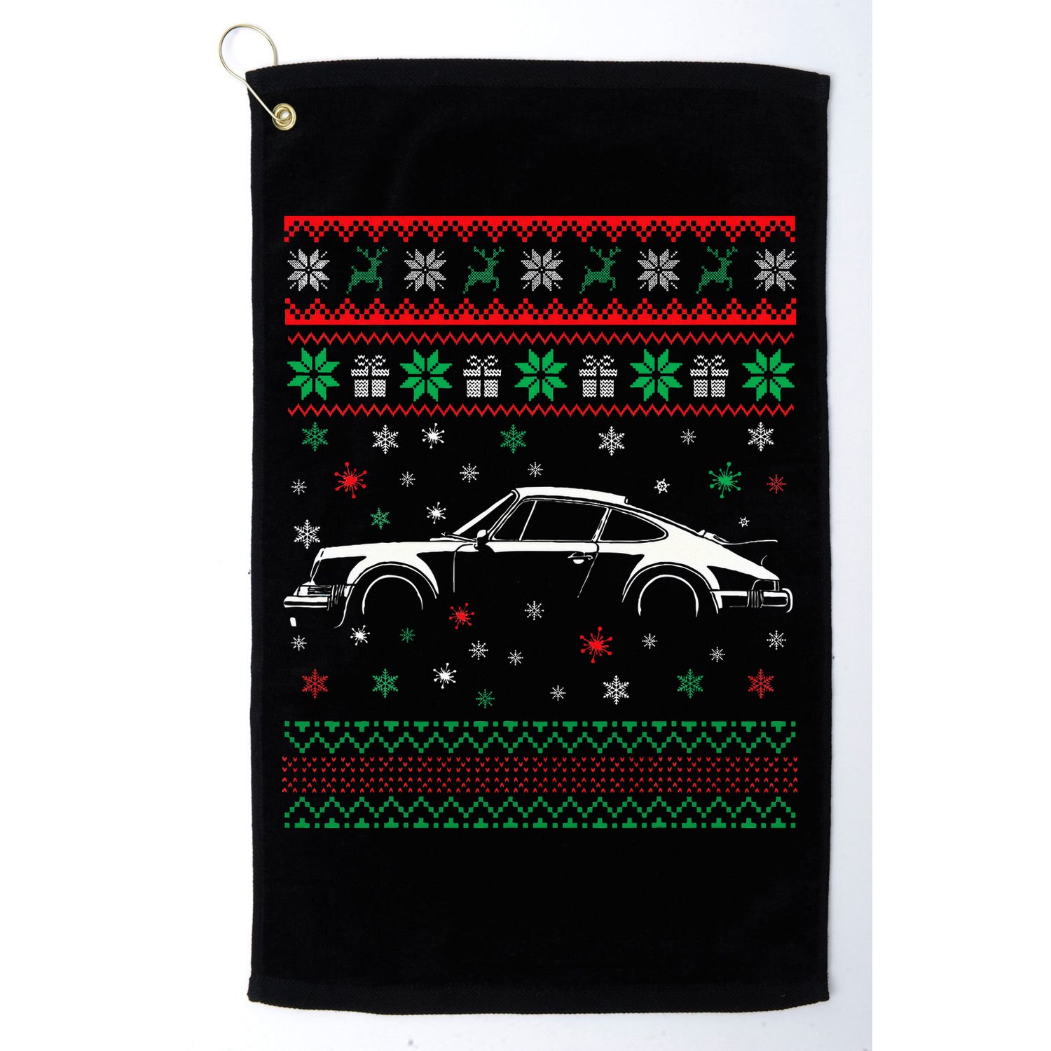 911 Silhouette Ugly Christmas Sweater Car Lover Gifts Golf Towel
