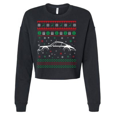 911 Silhouette Ugly Christmas Sweater Car Lover Gifts Cropped Pullover Crew