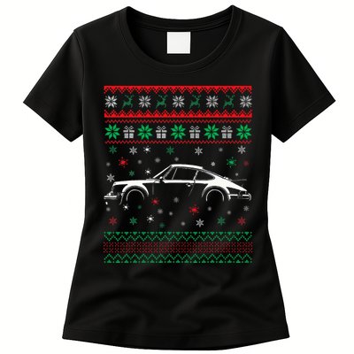 911 Silhouette Ugly Christmas Sweater Car Lover Gifts Womens T-Shirt