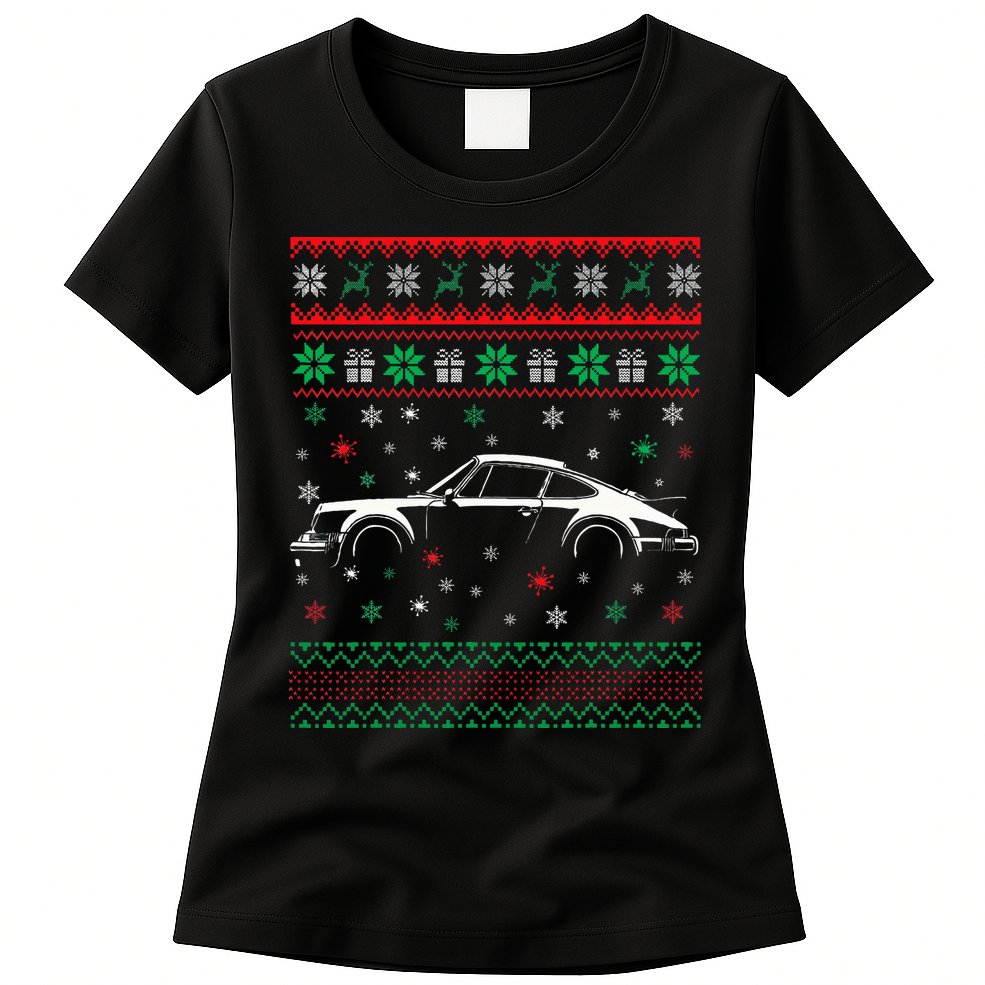 911 Silhouette Ugly Christmas Sweater Car Lover Gifts Womens T-Shirt
