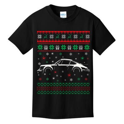 911 Silhouette Ugly Christmas Sweater Car Lover Gifts Kids T-Shirt