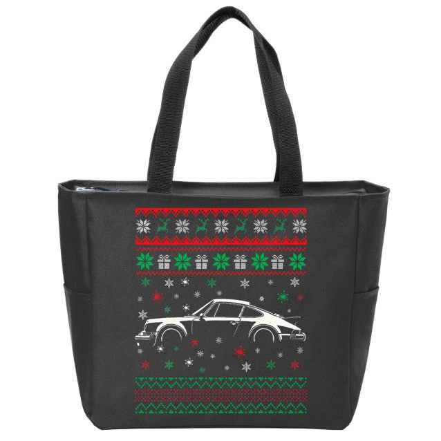911 Silhouette Ugly Christmas Sweater Car Lover Gifts Zip Tote Bag