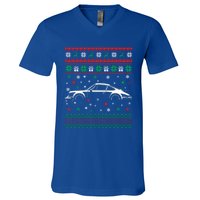 911 Silhouette Ugly Christmas Car Lover Funny Gift V-Neck T-Shirt