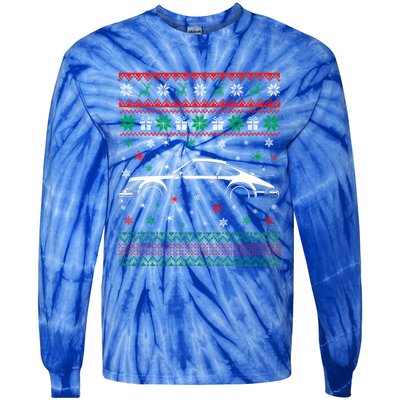 911 Silhouette Ugly Christmas Car Lover Funny Gift Tie-Dye Long Sleeve Shirt