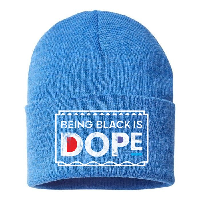 90s Style Vintaged Being Black Is Dope Distressed Gift Sustainable Knit Beanie