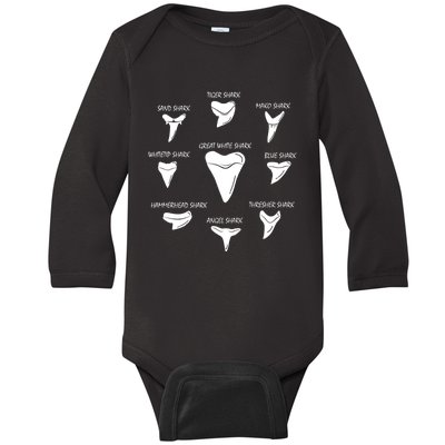 9 Types Of Sharks Teeth Species Biology Life Tooth Collector Baby Long Sleeve Bodysuit