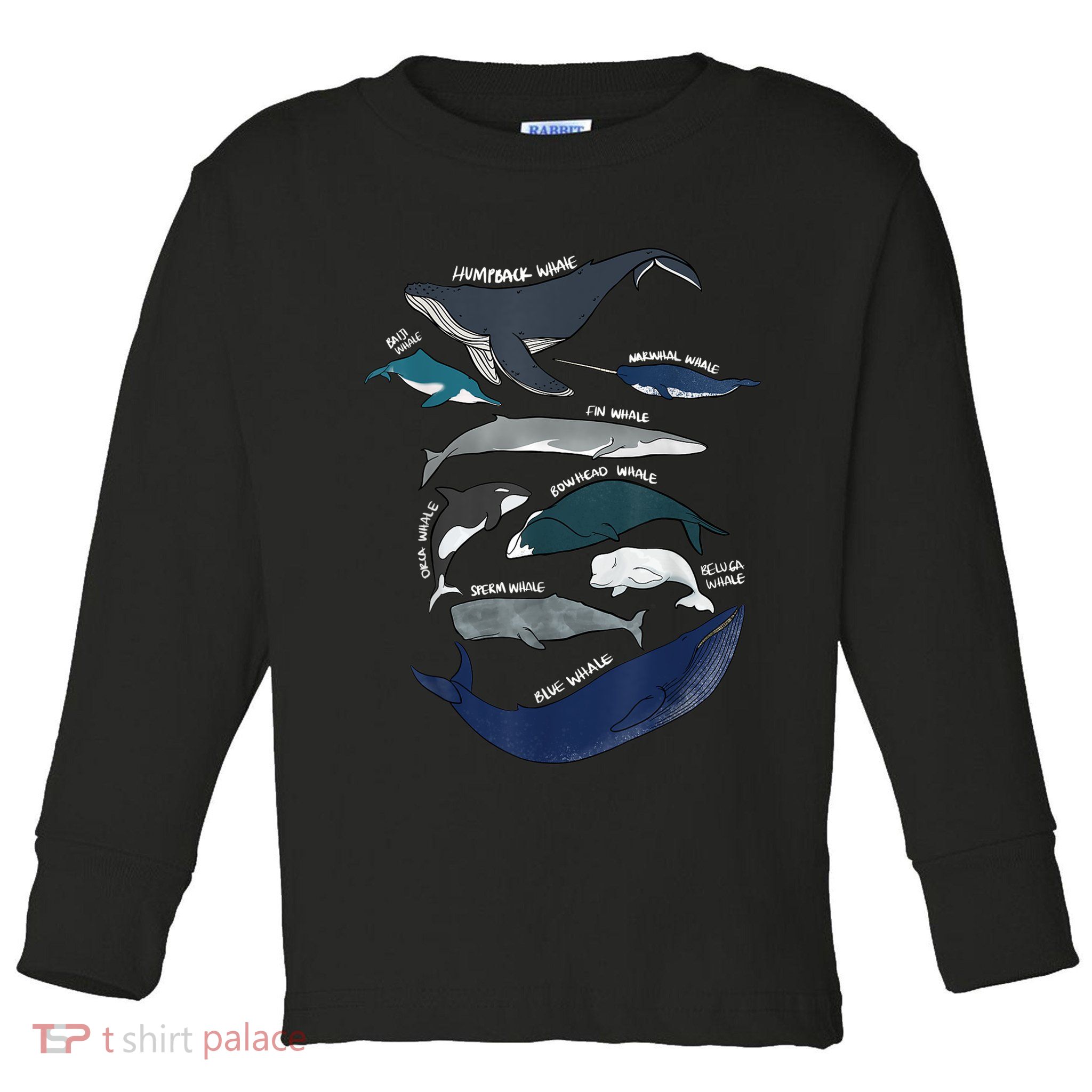9 Types Of Whales Shirt Whale Breeds Species Whale Toddler Long Sleeve Shirt