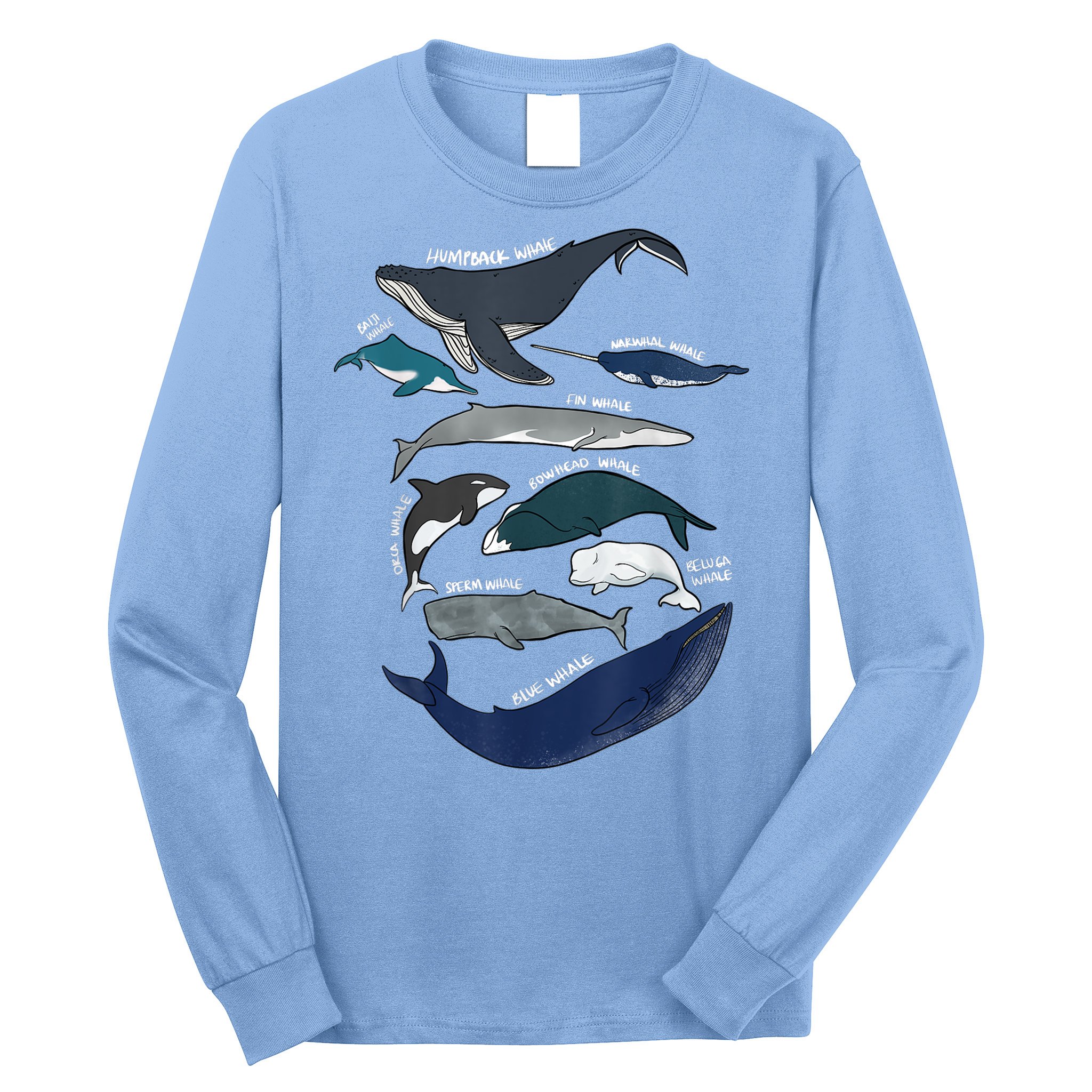 9 Types Of Whales Shirt Whale Breeds Species Whale Long Sleeve Shirt