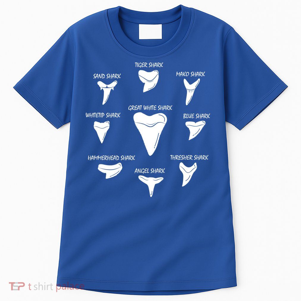 9 Types Of Sharks Teeth Species Biology Life Tooth Collector Gift Tall T-Shirt
