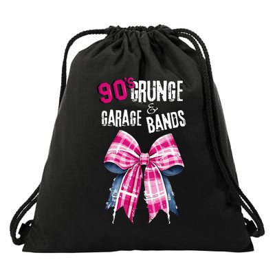 90s t s, Grunge & Garage Bands Drawstring Bag