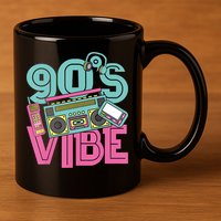 90s Vibe 1990 Music Costume Party Retro 11oz C Handle Ceramic Mug
