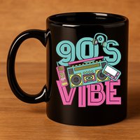 90s Vibe 1990 Music Costume Party Retro 11oz C Handle Ceramic Mug