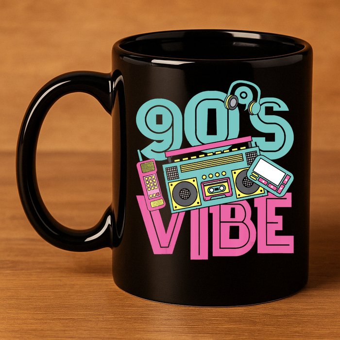 90s Vibe 1990 Music Costume Party Retro 11oz C Handle Ceramic Mug