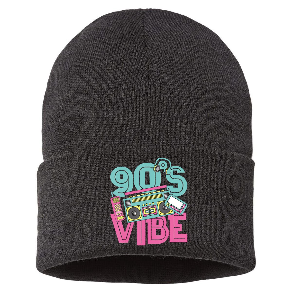 90s Vibe 1990 Music Costume Party Retro Sustainable Knit Beanie