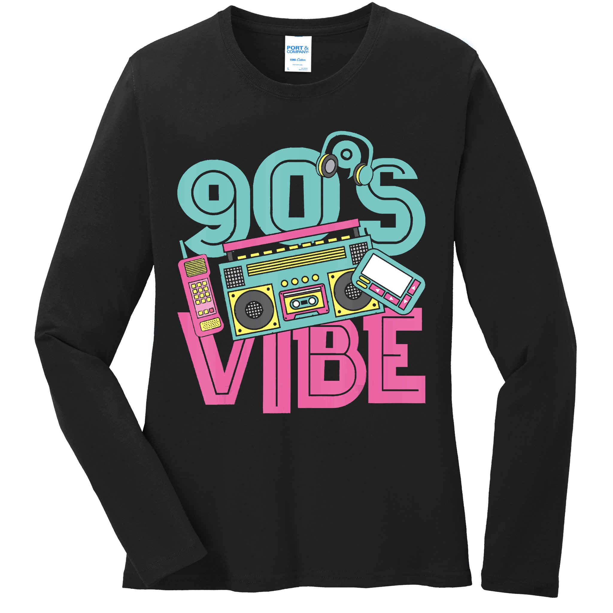 90s Vibe 1990 Music Costume Party Retro Ladies Long Sleeve Shirt