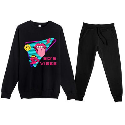 90's Vibes 1990s Fashion 90s Theme Outfit Nineties Party Premium Crewneck Sweatsuit Set