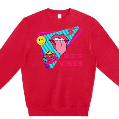 90's Vibes 1990s Fashion 90s Theme Outfit Nineties Party Premium Crewneck Sweatshirt