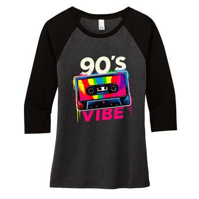 90S Vibe 1990s Music Vintage Retro Party Costume Women's Tri-Blend 3/4-Sleeve Raglan Shirt