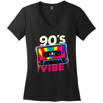 90S Vibe 1990s Music Vintage Retro Party Costume Women's V-Neck T-Shirt