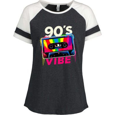 90S Vibe 1990s Music Vintage Retro Party Costume Enza Ladies Jersey Colorblock Tee