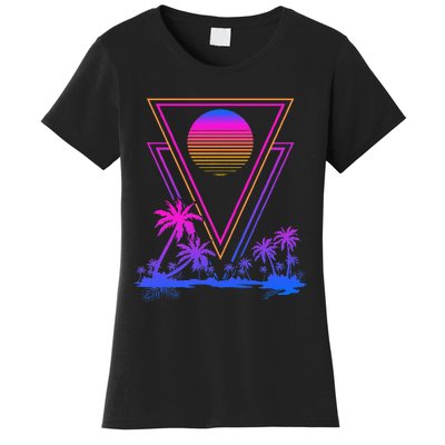 90s Vaporwave Aesthetic Palm Trees Retro 80s Art Vaporwave Women's T-Shirt