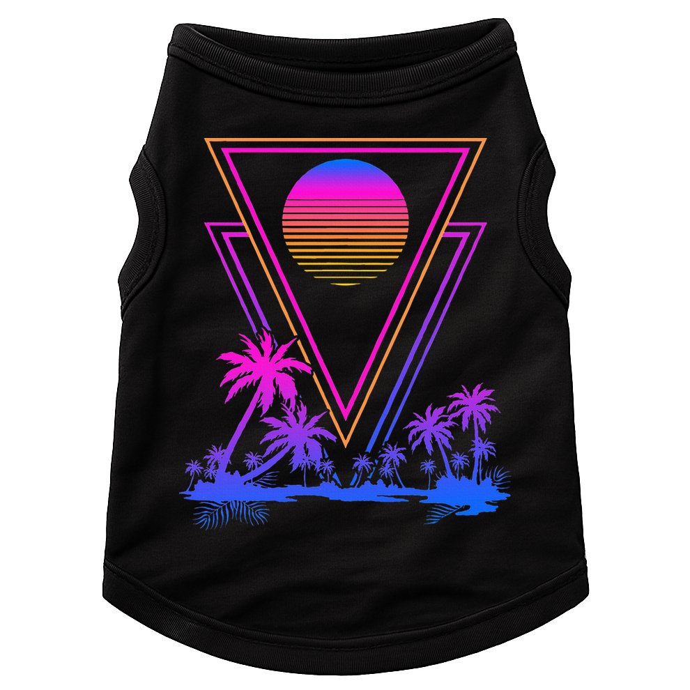 90s Vaporwave Aesthetic Palm Trees Doggie Tank