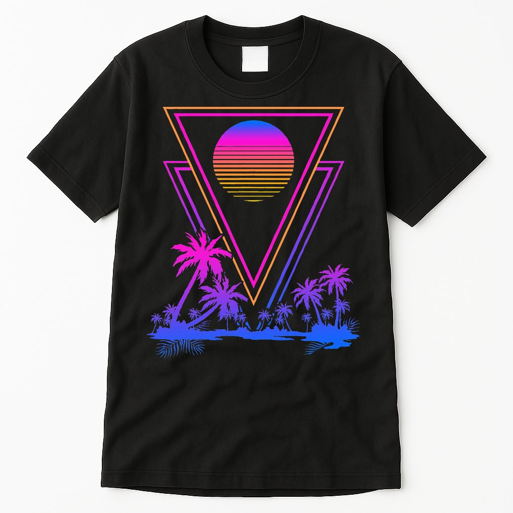 90s Vaporwave Aesthetic Palm Trees Tall T-Shirt