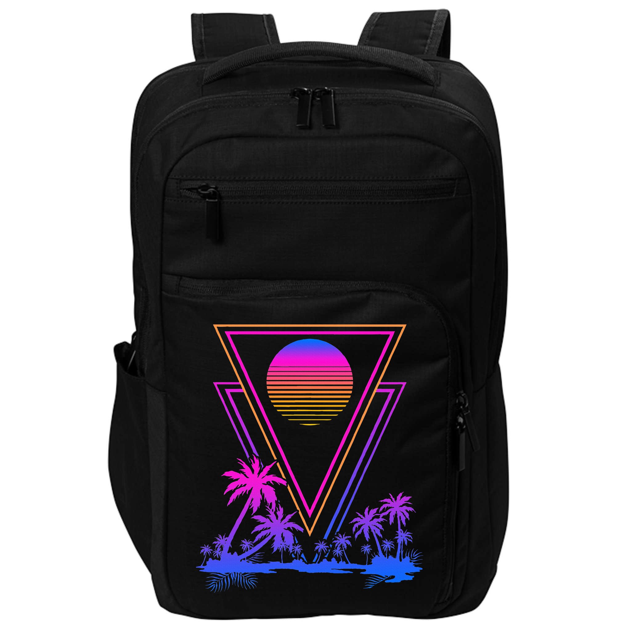 90s Vaporwave Aesthetic Palm Trees Impact Tech Backpack