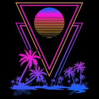 90s Vaporwave Aesthetic Palm Trees Button
