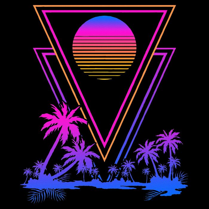 90s Vaporwave Aesthetic Palm Trees Button