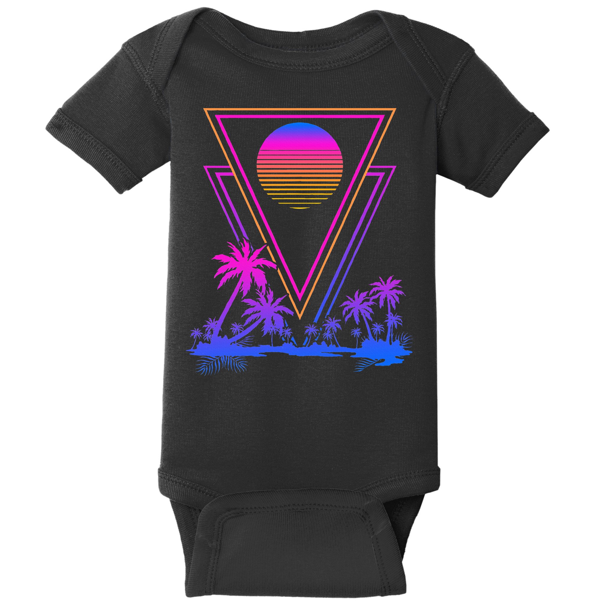 90s Vaporwave Aesthetic Palm Trees Baby Bodysuit