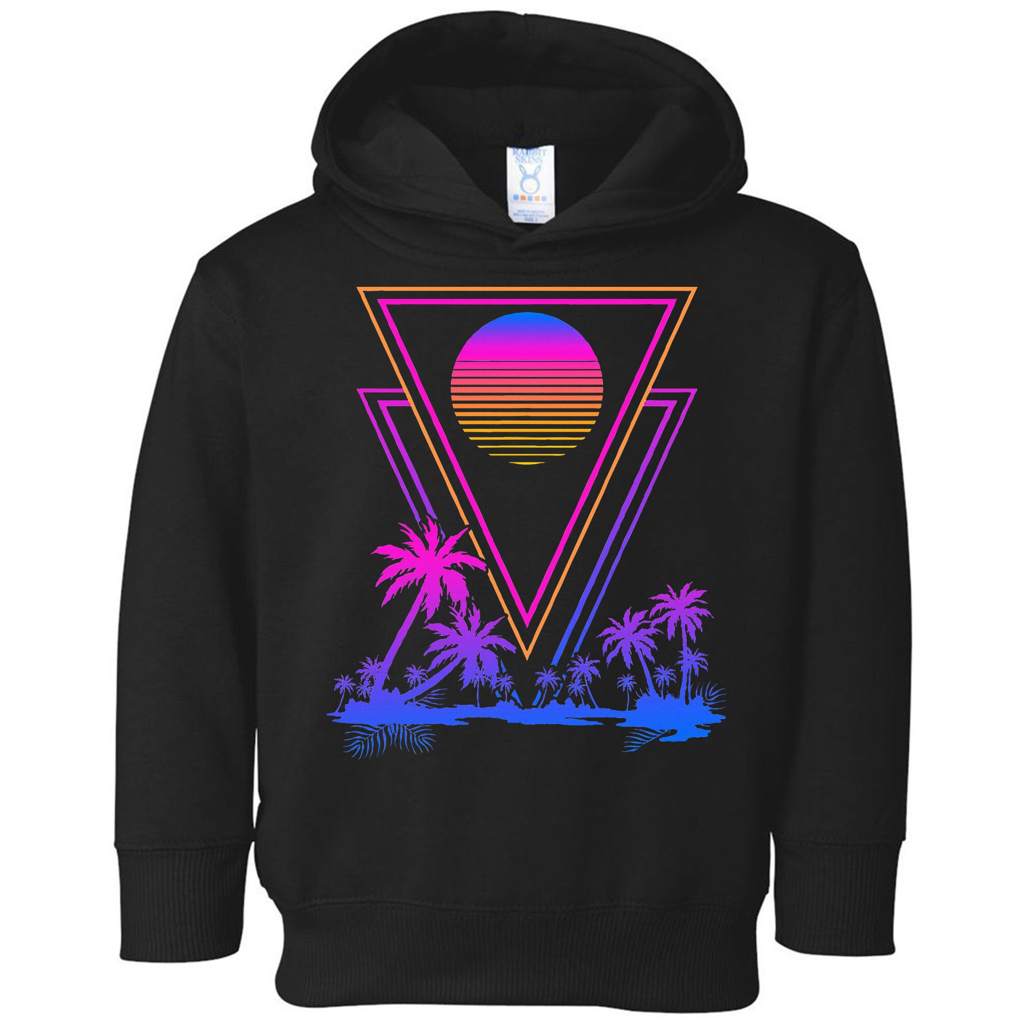 90s Vaporwave Aesthetic Palm Trees Toddler Hoodie