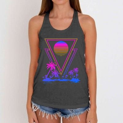 90s Vaporwave Aesthetic Palm Trees Women's Knotted Racerback Tank