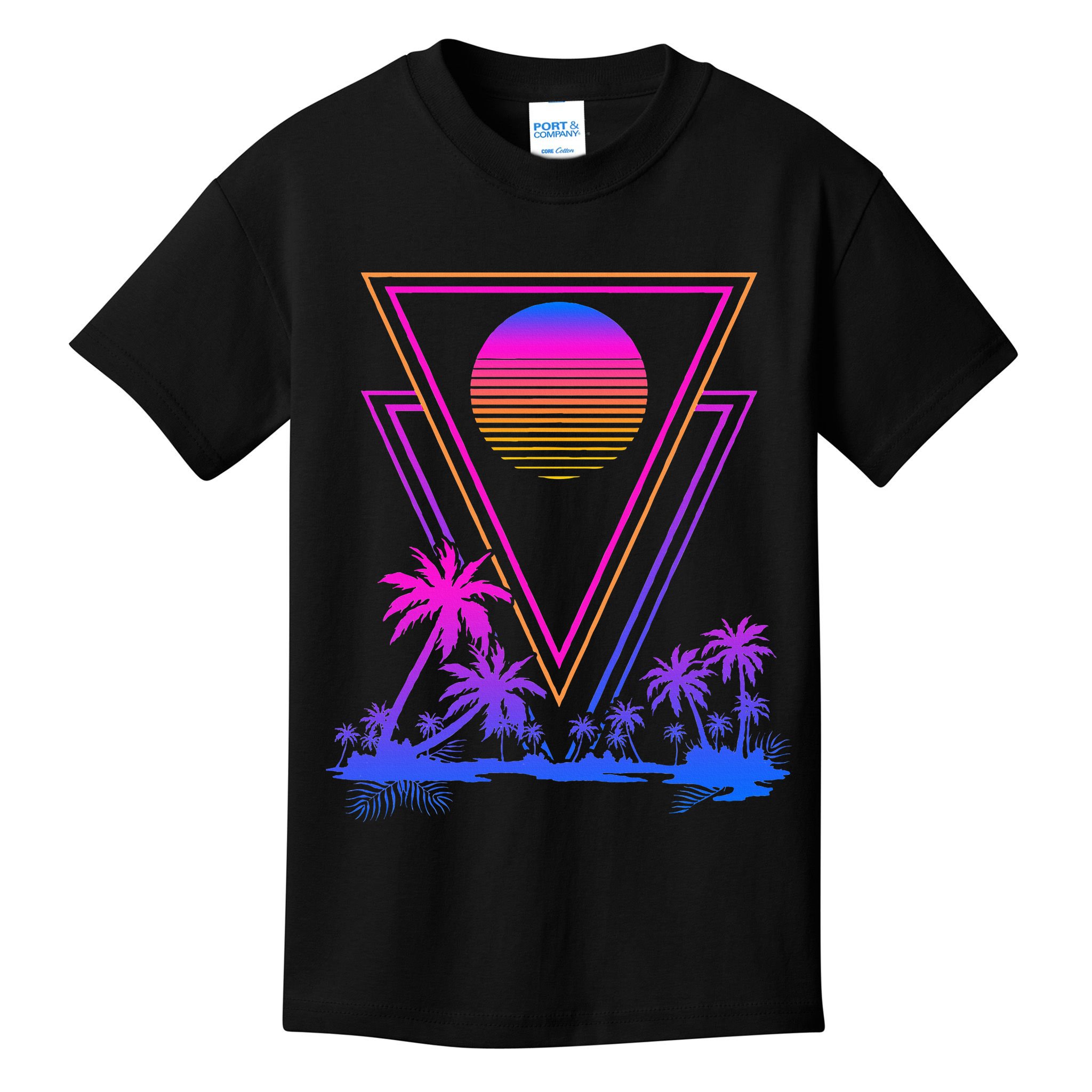 90s Vaporwave Aesthetic Palm Trees Kids T-Shirt